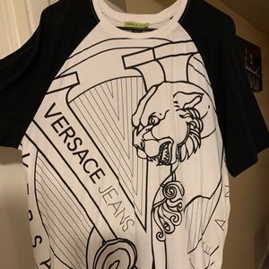 Versace Black and White Graphic Men's Shirt